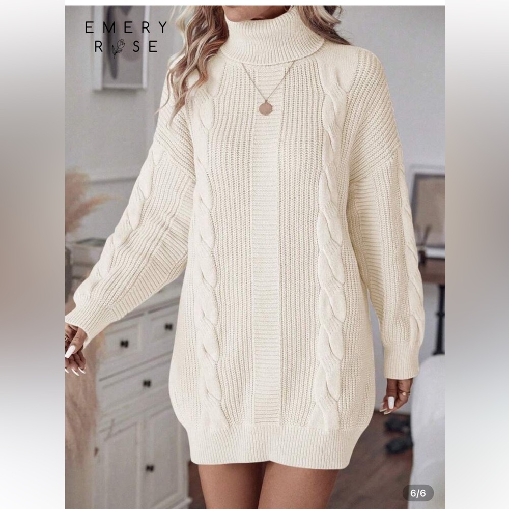 Cozy Cream Cable Knit Sweater dress
